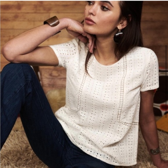 Sezane Tops - Sezane Cleo Eyelet Tie Back Blouse Top